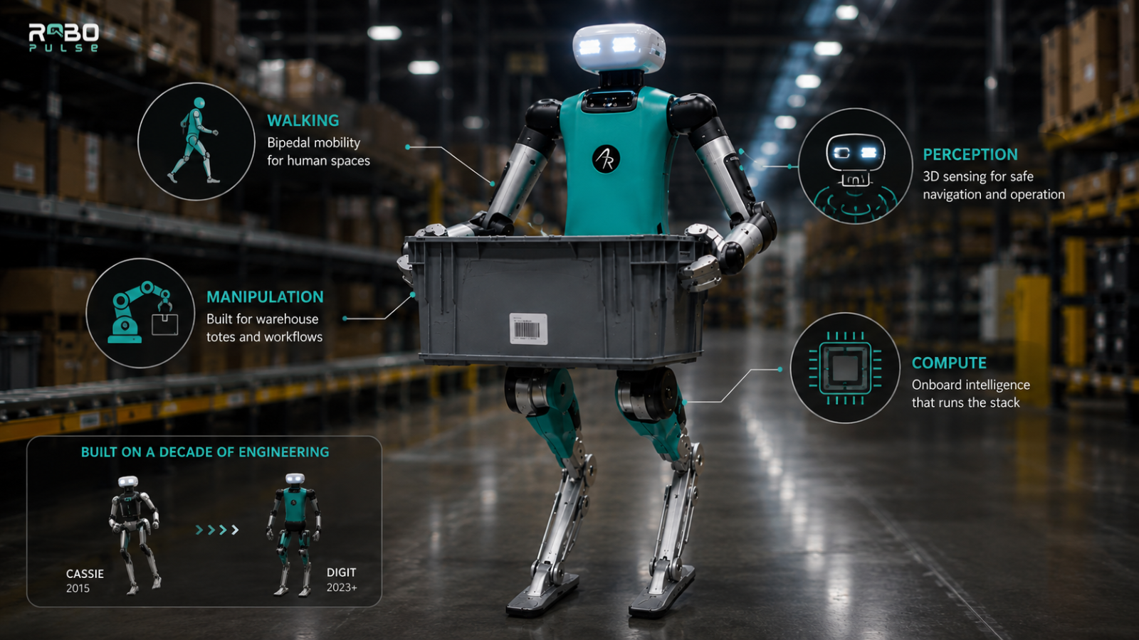 Autonomous robot in industrial warehouse