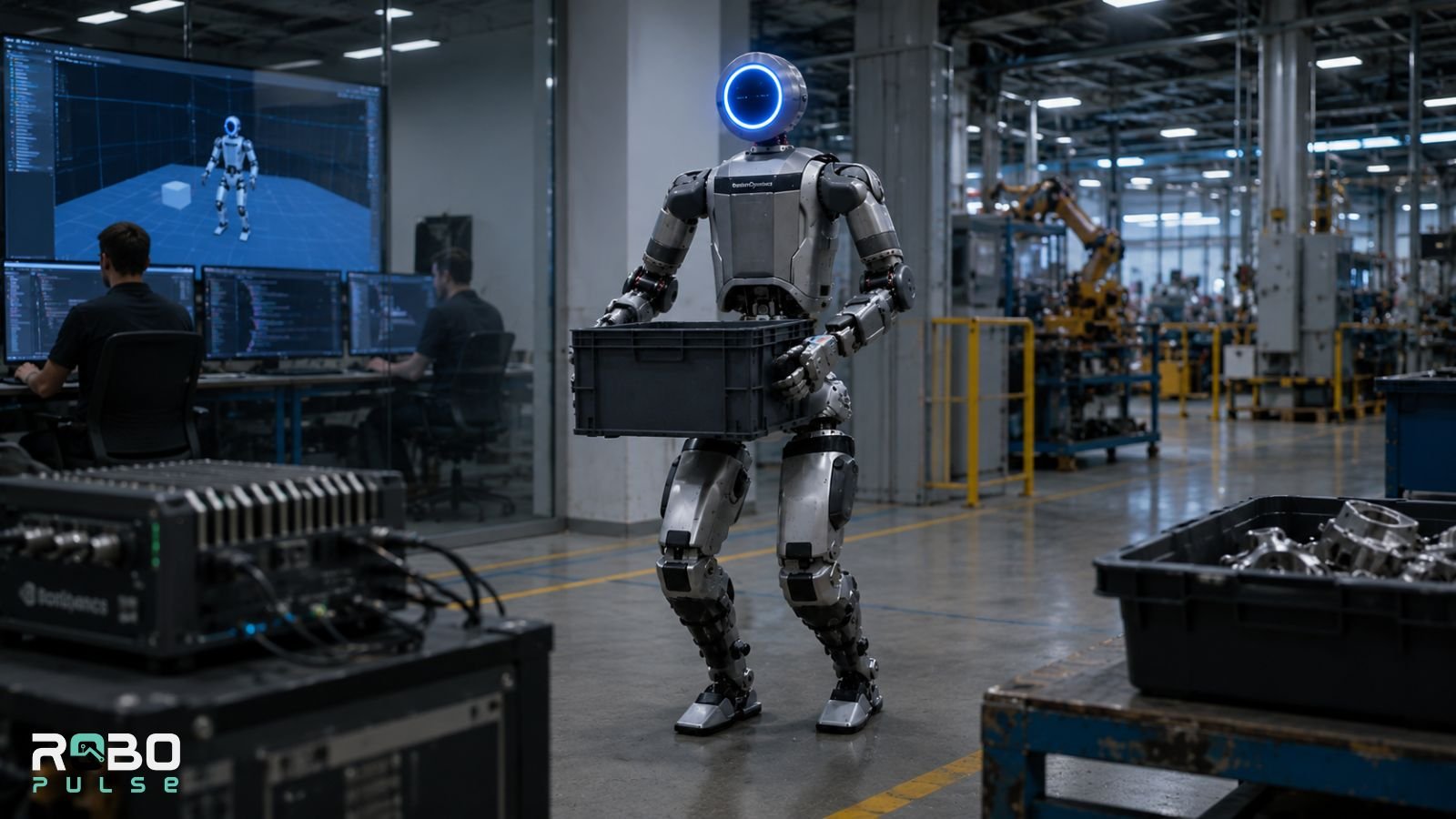 Humanoid robot in high-tech lab
