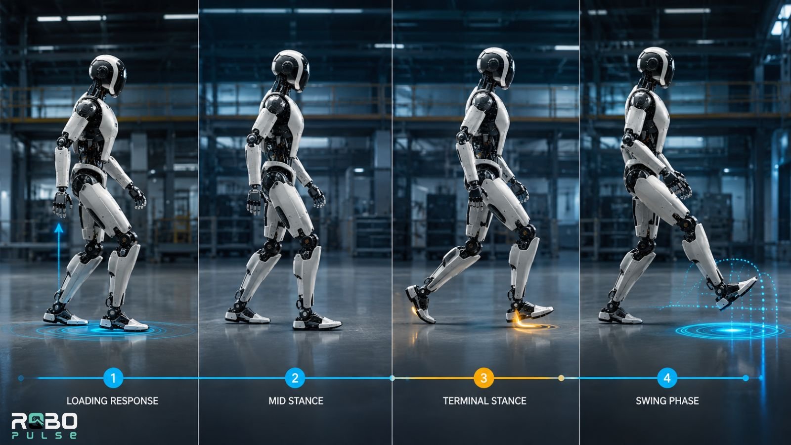 Robot walking sequence in motion