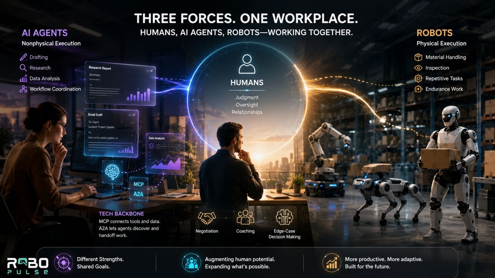 Three forces in futuristic collaboration