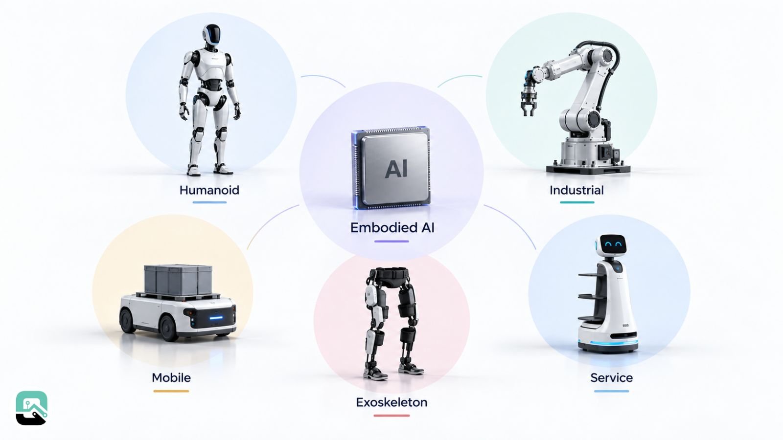 Humanoid, industrial, mobile and service robots within embodied AI