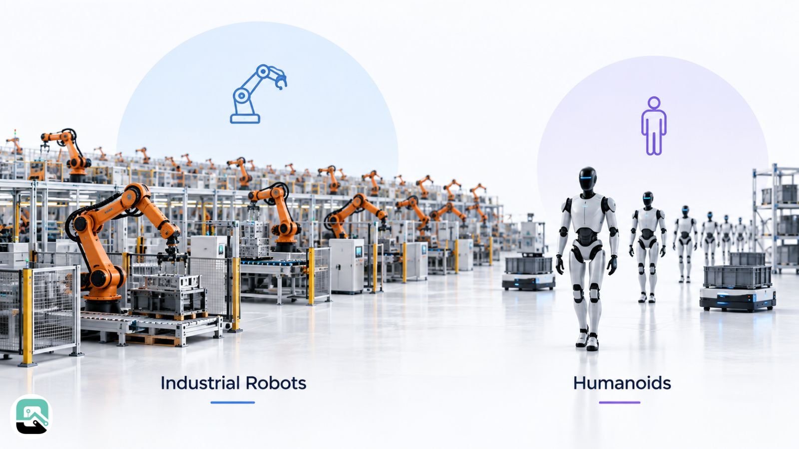 Industrial robot installations compared with humanoid robot growth