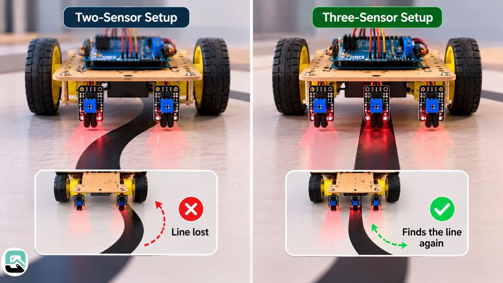 Adding a Third Sensor So It Can Find the Line Again